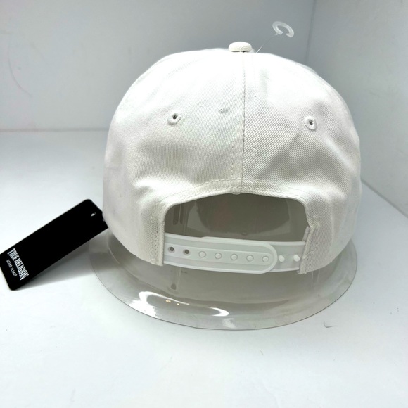 TRUE RELIGION JEANS CAP/HAT, THE COLOR IS "WHITE/WOOD-ROSE,” EMBROIDERED BUDDHA - Picture 3 of 8